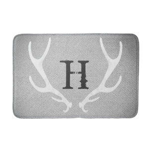 Alfombrilla De Baño Rustico Blanco y Gris Cuernos de Ciervo Arpillera 