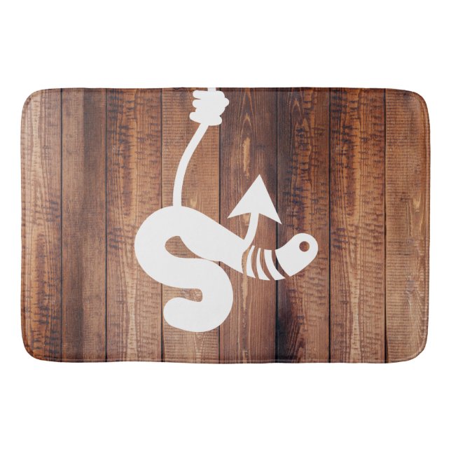 Alfombrilla De Baño Rústico gusano blanco en hormigas y madera (Anverso)