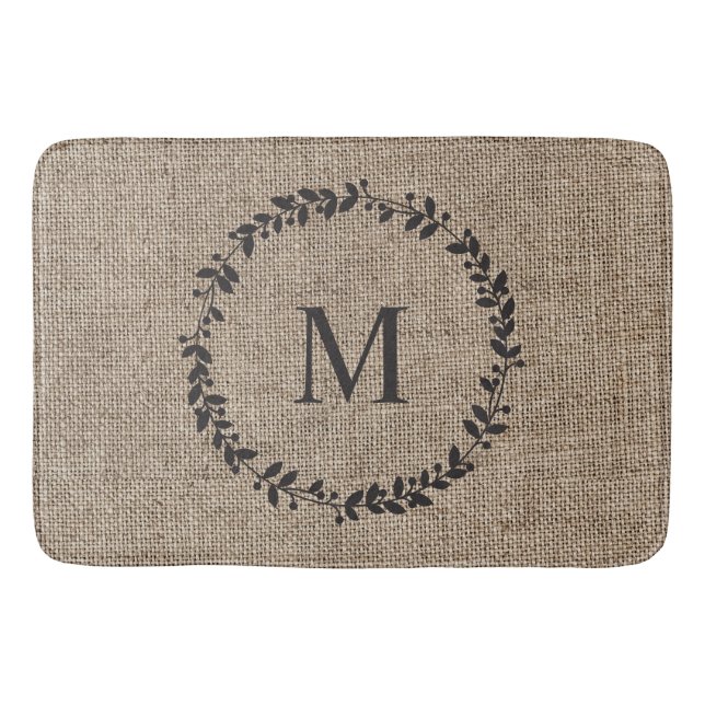 Alfombrilla De Baño Rústico Laurel Wreath Estilo Monogramado S (Anverso)
