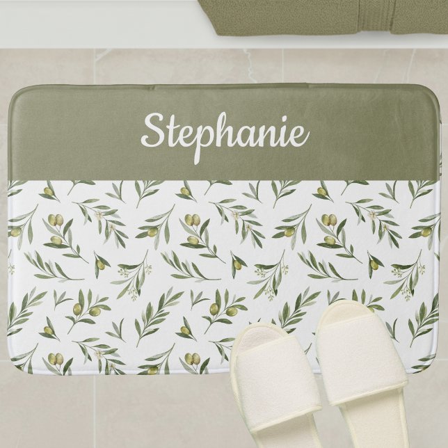 Alfombrilla De Baño Sage Green French Country Olive Monogram (Subido por el creador)