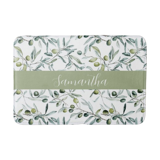 Alfombrilla De Baño Sage Green French Country Olive Name  (Anverso)