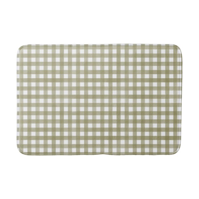Alfombrilla De Baño Sage Green Gingham Plaid Pattered (Anverso)