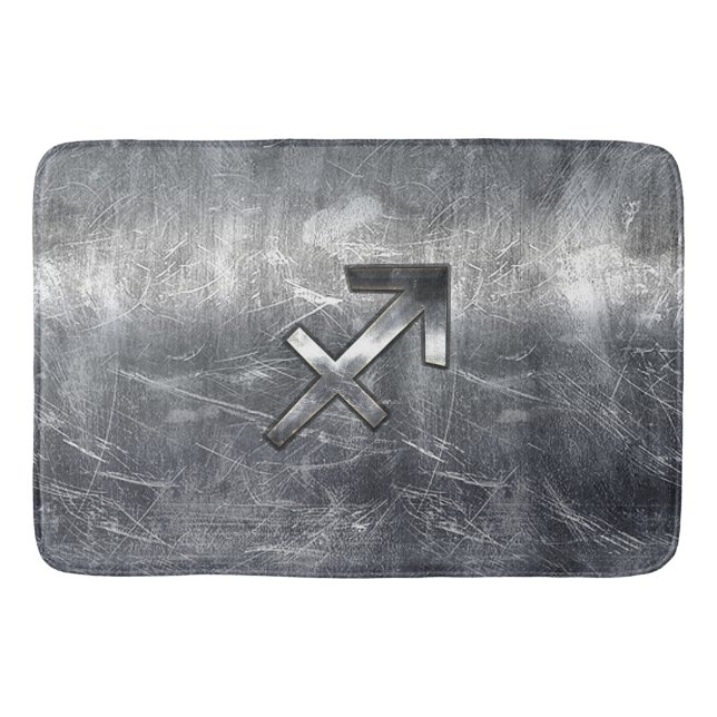 Alfombrilla De Baño Sagittarius Zodiac Grunge Estilo Acero Molesto (Anverso)