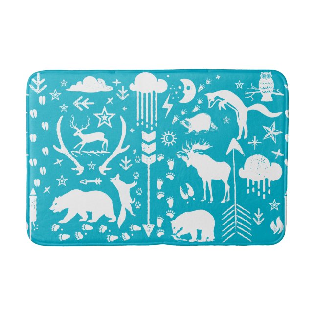 Alfombrilla De Baño Sala Folksy Forest Adventure Bear Fox Deer (Anverso)