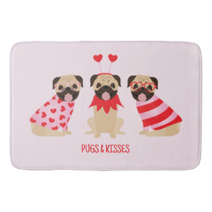 Alfombrilla De Baño Saltos Y Besos Perros De Pug Cute