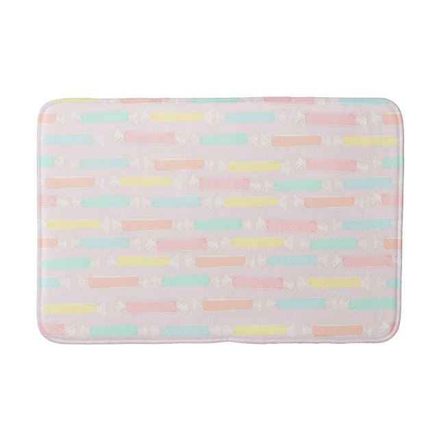 Alfombrilla De Baño Saltwater Taffy Candy Pastel Patterado (Anverso)