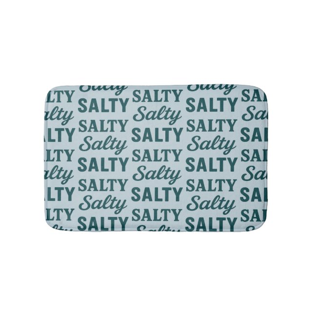 Alfombrilla De Baño Salty Coastal Life -Blue Graphic Print Beach Decor (Anverso)