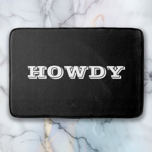 Alfombrilla De Baño Saludo o nombre "Howdy", negro