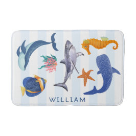 Alfombrilla De Baño Salvar nuestros mares | Niños animales marinos en 