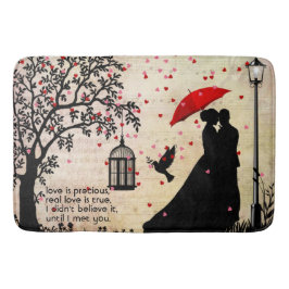 Alfombrilla De Baño San Valentín de poesía negra y beige de época