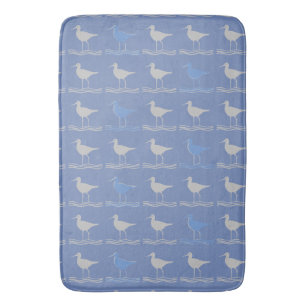 Alfombrilla De Baño Sandpipers Pájaros De Larga Cabeza Gris Azul