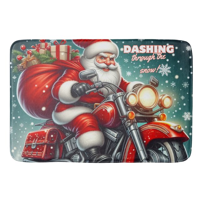 Alfombrilla De Baño Santa en motocicleta (Anverso)