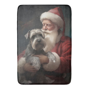 Alfombrilla De Baño Schnauzer con Santa Claus Navidad Festiva