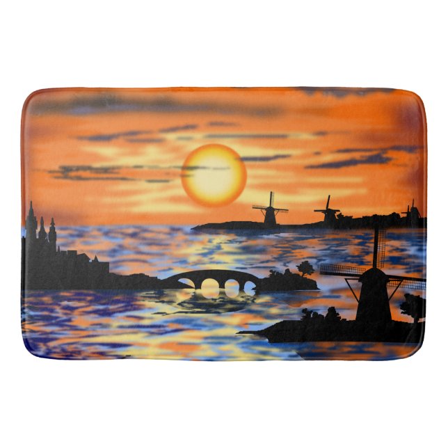 Alfombrilla De Baño Sea Sunrise Bath Mat Paisaje Holandés (Anverso)