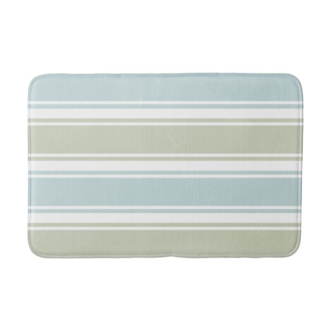 Alfombrilla De Baño Seafoam de doble raya y azul (Anverso)