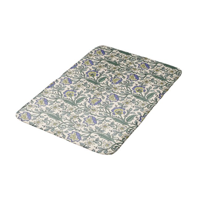 Alfombrilla De Baño Seamless blue, yellow, and white floral pattern  (Angular)