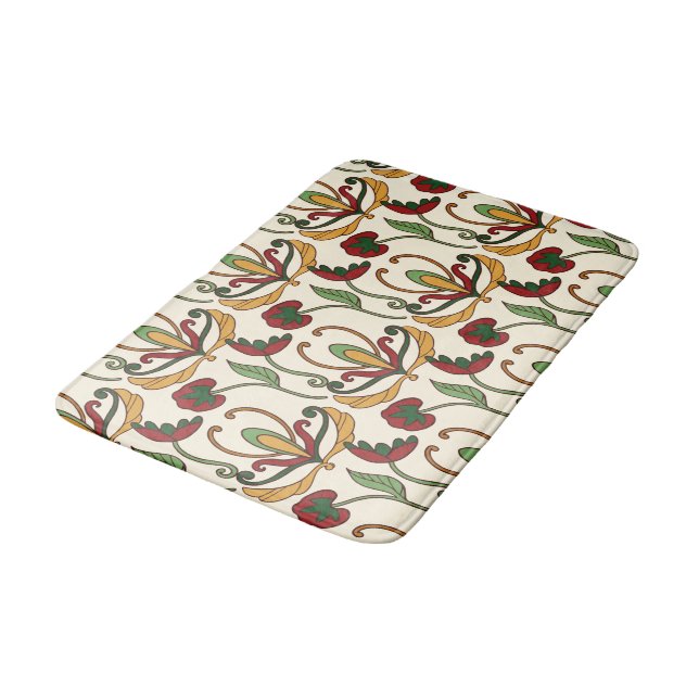Alfombrilla De Baño Seamless floral pattern with red and yellow  (Angular)