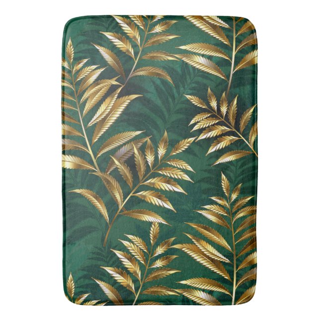 Alfombrilla De Baño Seamless pattern with golden ferns (Frente vertical)