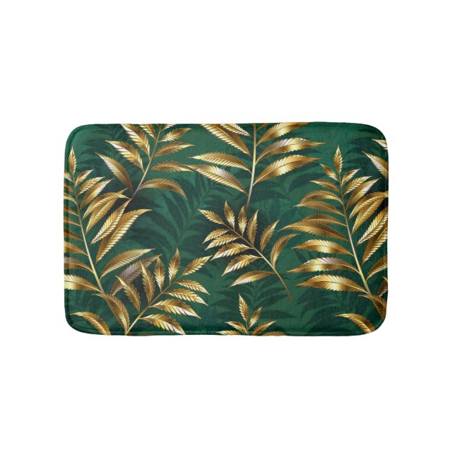 Alfombrilla De Baño Seamless pattern with golden ferns (Anverso)