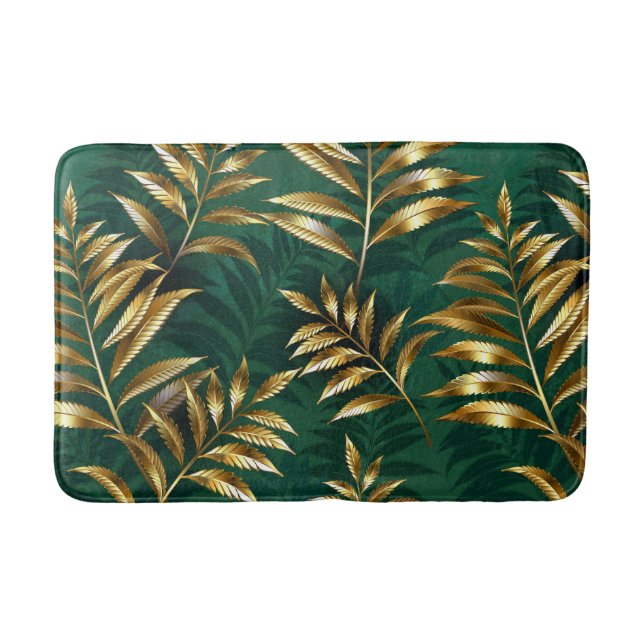 Alfombrilla De Baño Seamless pattern with golden ferns (Anverso)