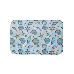 Alfombrilla De Baño Seashells Starfish Watercolor Opal ID782