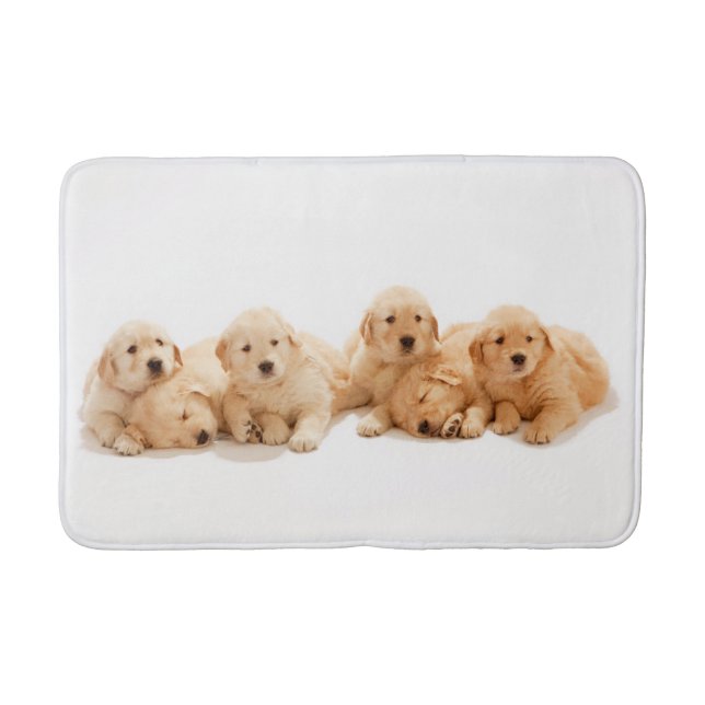 Alfombrilla De Baño Seis cachorros de Golden Retriever (Anverso)
