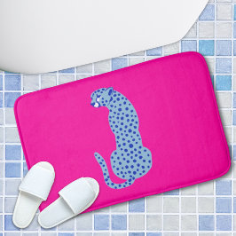 Alfombrilla De Baño Selva rosa y azul moderna Cheetah Exótico Mat de b