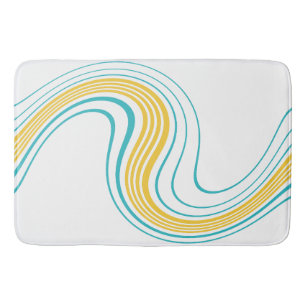 Alfombrilla De Baño Sencillo Swirl - Turquesa y Amarillo