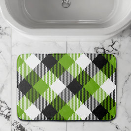 Alfombrilla De Baño Sencillo Tartán Plaids Neon Green