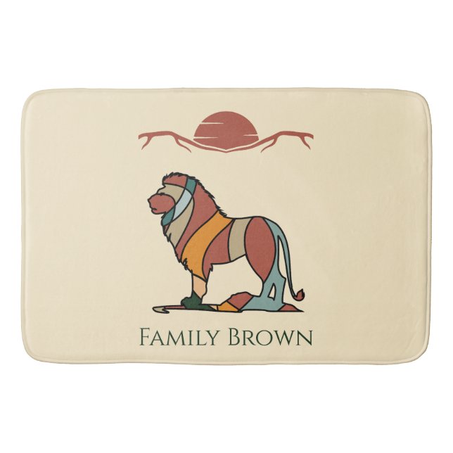 Alfombrilla De Baño Serene Savanna Kind Lion Custom Name Bath Mat (Anverso)