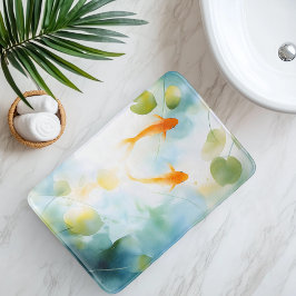 Alfombrilla De Baño Serenidad de koi de acuarela abstracta