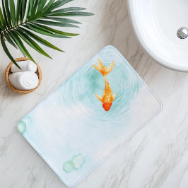 Alfombrilla De Baño Serenidad de koi de acuarela abstracta