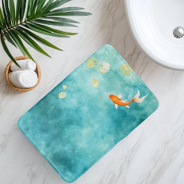 Alfombrilla De Baño Serenidad de koi de acuarela abstracta