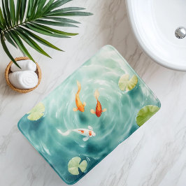 Alfombrilla De Baño Serenidad de peces koi en acuarela