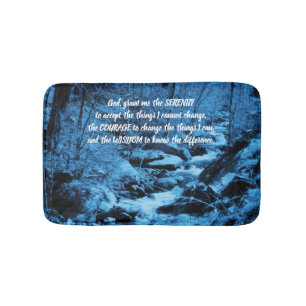 Alfombrilla De Baño Serenity Prayer Blue Flower Brook Inspirador 