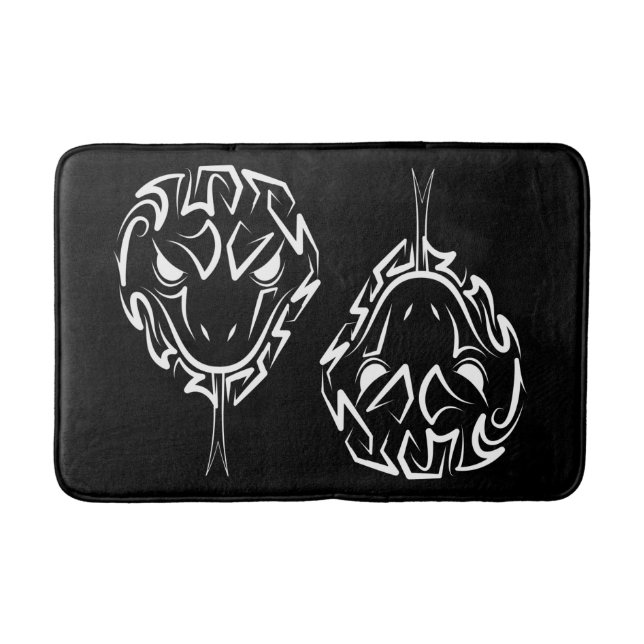 Alfombrilla De Baño Serpiente Tribal Negra y Blanca (Anverso)