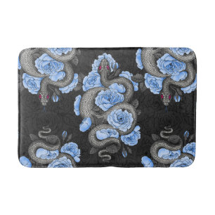 Alfombrilla De Baño Serpientes y rosas azules