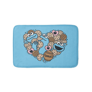 Alfombrilla De Baño Sésamo Cookie Monster Doodle Heart