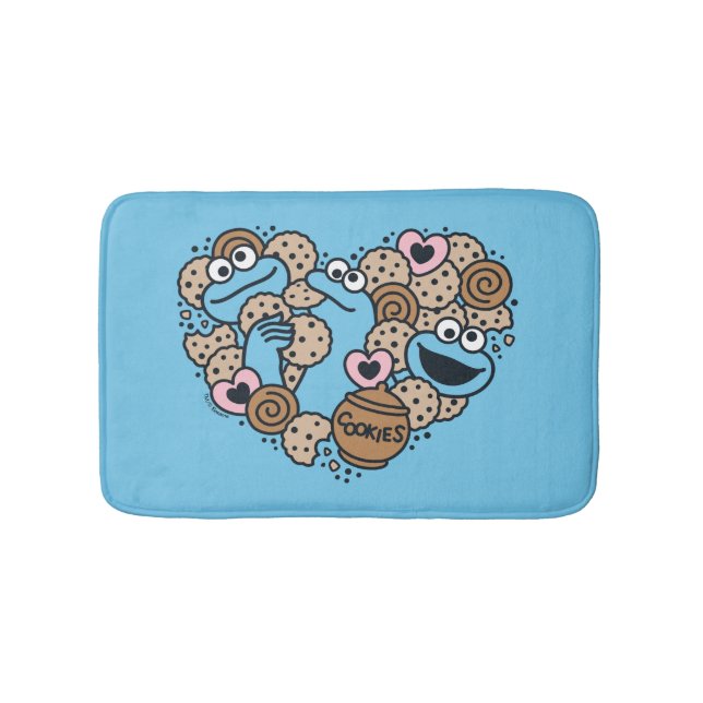 Alfombrilla De Baño Sésamo | Cookie Monster Doodle Heart (Anverso)