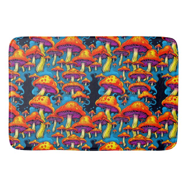 Alfombrilla De Baño Setas psicodélicas retro trippy (Anverso)
