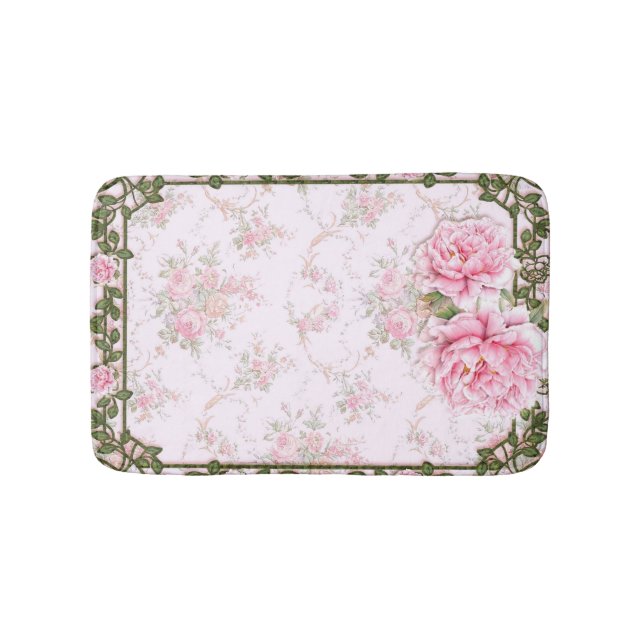 Alfombrilla De Baño Shabby Chic Bonito Peonies (Anverso)