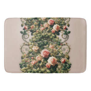 Alfombrilla De Baño Shabby Chic Rosa Vines Floral Elegante