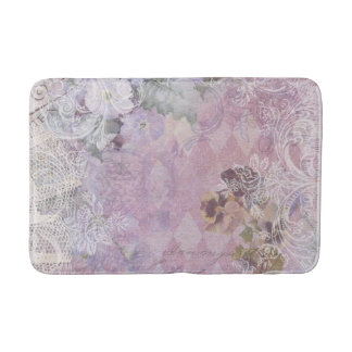 Alfombrilla De Baño Shabby Vintage Purple Floral