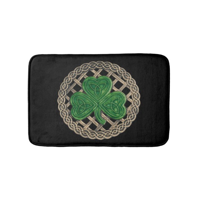 Alfombrilla De Baño Shamrock negro sobre nudos celtas barba (Anverso)