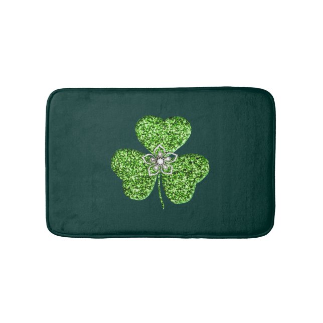 Alfombrilla De Baño Shamrock Y Mat De Baño De Flores purpurinas (Anverso)