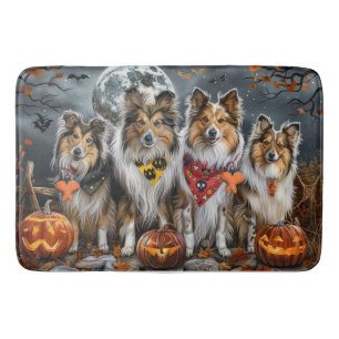 Alfombrilla De Baño Shetland Sheepdog Halloween Espeluznante 