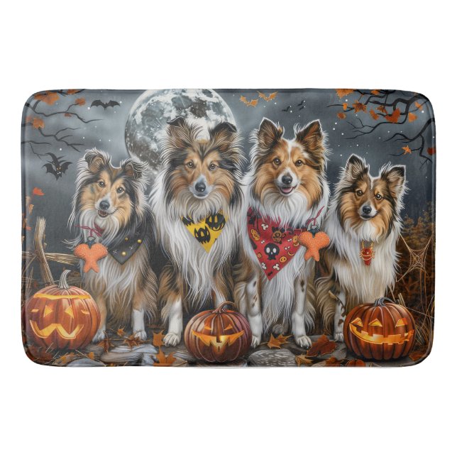Alfombrilla De Baño Shetland Sheepdog Halloween Spooky (Anverso)