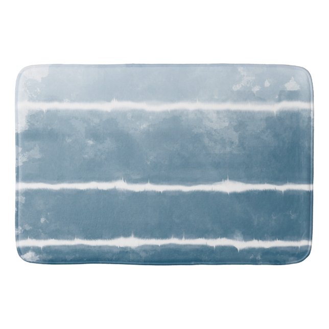 Alfombrilla De Baño Shibori moderno Ombre Retro Tye Hippie Indigo (Anverso)