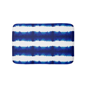 Alfombrilla De Baño Shibori Tie Dye Blue Strike Pattern Bath Mat