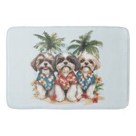 Alfombrilla De Baño Shih Tzu Dogs con Camisetas hawaianos
